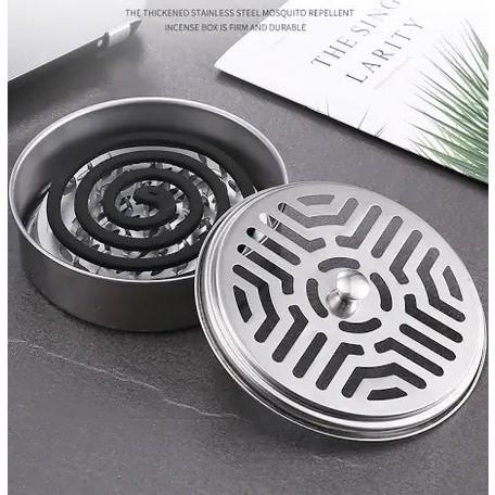 KHAY ĐỰNG NHANG MUỖI CÓ NẮP THÉP KHÔNG GỈ CAO CẤP, THIẾT KẾ MẪU MỚI THÂN CAO, HỘP ĐỰNG NHAN MUỖI