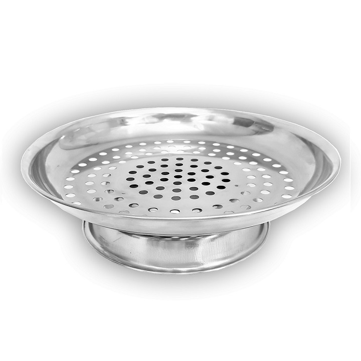 XỬNG HẤP CÓ CHÂN ĐẾ INOX SIZE 24CM - DÙNG ĐƯỢC NHƯ ĐĨA TRÁI CÂY